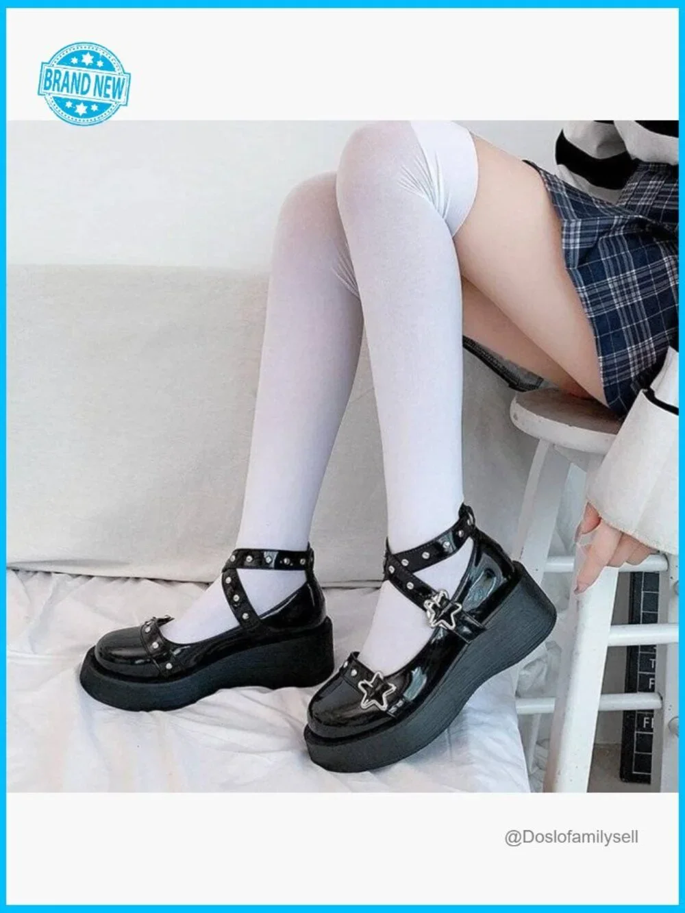 Chunky Heel Platform Mary Jane Pumps - Round Toe Ankle Oxfords Goth Shoes